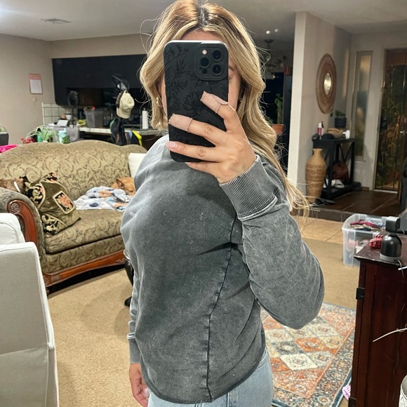 Saint Laurent | Charcoal Washed Out Cotton Frayed Sweatshirt Size: Small - Picture 2 of 7